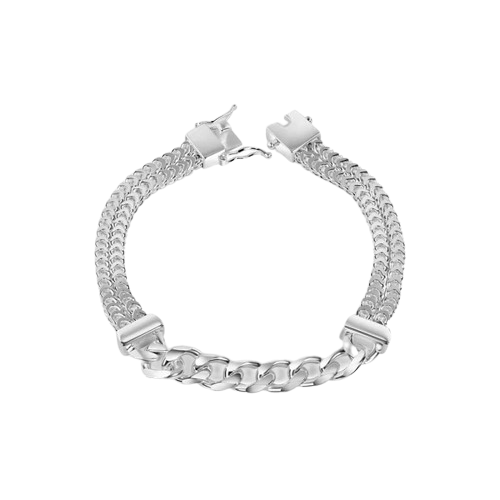 Sterling Silver Two Strand Hollow Franco Lock Box Bracelet