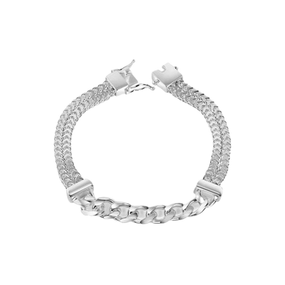 Sterling Silver Two Strand Hollow Franco Curb Center 7mm Bracelet