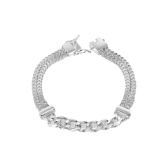 Sterling Silver Two Strand Hollow Franco Curb Center 7mm Bracelet