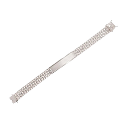 Sterling Silver Three Strand Curb 10.5mm Textured ID Bracelet