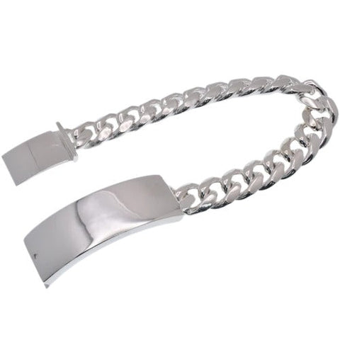 Sterling Silver Anti Tarnish Non Plated Cuban ID Bracelet