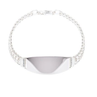 Sterling Silver Anti Tarnish Non Plated Double Curb Link Arrow ID Bracelet