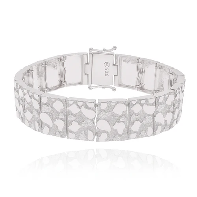 Sterling Silver Anti Tarnish Non Plated Clustered Nugget 15.9mm Bracelet