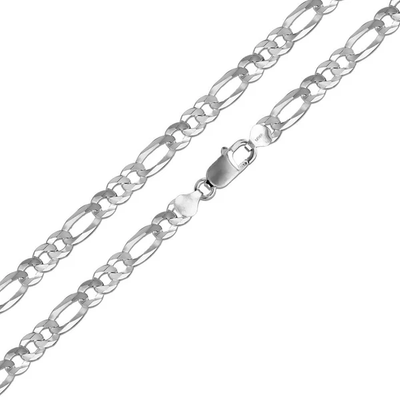 Sterling Silver Rhodium Plated Flat Light Weight Figaro 200 Chain