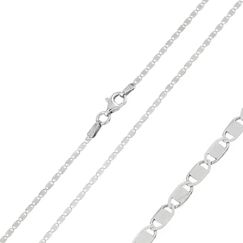 Italian Sterling Silver Rhodium Plated Diamond Cut Oval Flat Confetti Chain 025-1.6MM with Lobster Clasp Closure