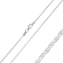 Load image into Gallery viewer, Italian Sterling Silver Rhodium Plated Diamond Cut Oval Flat Confetti Chain 025-1.6MM with Lobster Clasp Closure