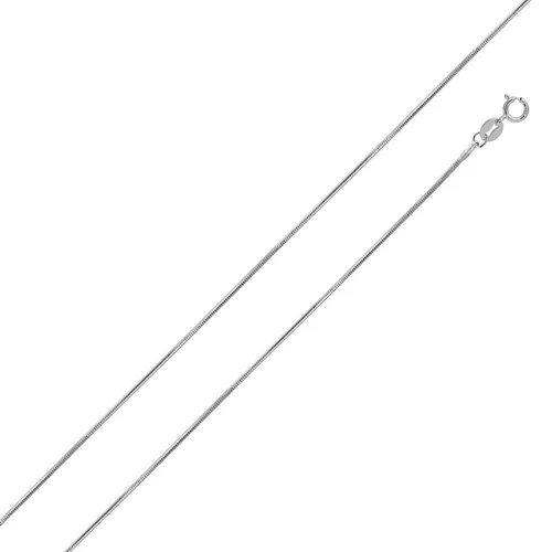 Italian Sterling Silver Rhodium Plated 8 sided D/C Snake Chain 020- 0.8 mm with Spring Clasp Closure