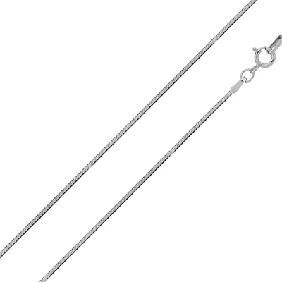 Italian Sterling Silver Rhodium Plated 4 sided  Snake Chain 025- 1.4 mm with Spring Clasp Closure