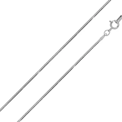 Italian Sterling Silver Rhodium Plated 4 sided  Snake Chain 025- 1.4 mm with Spring Clasp Closure