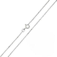 Sterling Silver Rhodium Plated  8 Sided Snake 0.8mm-020 DC Chain
