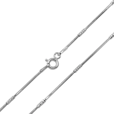 Italian Sterling Silver Rhodium Plated Diamond Cut Tube Brite Chain 030-1.4 MM with Spring Clasp Closure