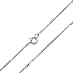 Italian Sterling Silver Rhodium Plated Diamond Cut Tube Brite Chain 030-1.4 MM with Spring Clasp Closure