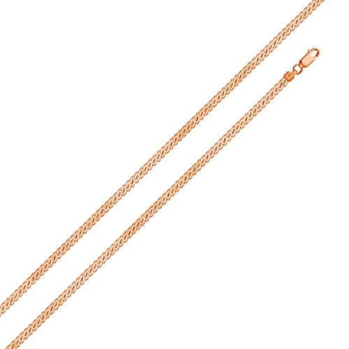 Italian Sterling Silver Rose Gold Plated Miami Curb Chain 060-1.8 mm with Lobster Clasp Closure