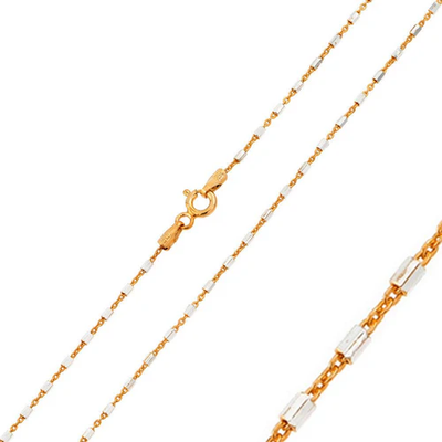 Italian Sterling Silver Rose Gold Plated 2 Toned Diamond Cut Tube Link Chain 030-1.3 mm with Spring Clasp Closure