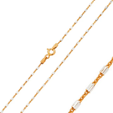 Italian Sterling Silver Rose Gold Plated 2 Toned Diamond Cut Tube Link Chain 030-1.3 mm with Spring Clasp Closure