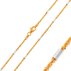 Italian Sterling Silver Rose Gold Plated Tubes On Rock Chain 030-2 mm with Lobster Clasp Closure