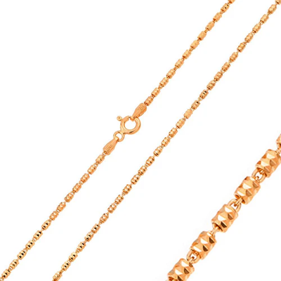Italian Sterling Silver Rose Gold Plated Diamond Cut Close Tube Chain 030-1.3 mm with Spring Clasp Closure