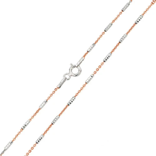 Italian Sterling Silver Rose Gold Plated Diamond Cut Tube Brite P/W Chain 030-1.3 mm with Spring Clasp Closure