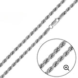 Sterling Silver 100-5MM Rope Rhodium Finished Chain