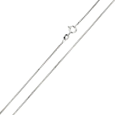 Pack of 6 Italian Sterling Silver Rhodium Plated Greek Link Box Chain 019- 0.9 mm with Spring Clasp Closure