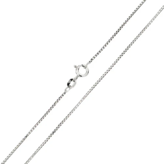 Pack of 6 Italian Sterling Silver Rhodium Plated Greek Link Box Chain 022- 1 mm with Spring Clasp Closure