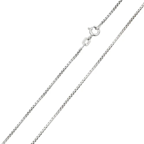 Pack of 6 Italian Sterling Silver Rhodium Plated Round Diamond Cut  Box Chain 024- 1.2 mm with Spring Clasp Closure