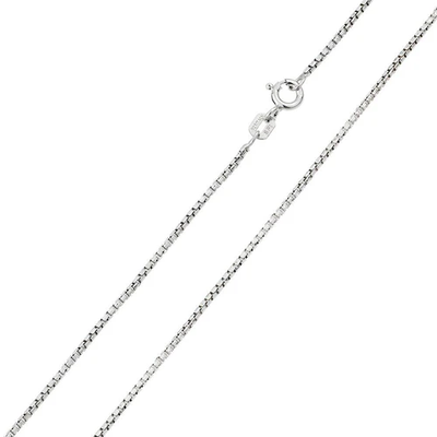 Pack of 6 Italian Sterling Silver Rhodium Plated Round Diamond Cut  Box Chain 024- 1.2 mm with Spring Clasp Closure