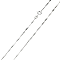 Pack of 6 Italian Sterling Silver Rhodium Plated Round Diamond Cut  Box Chain 024- 1.2 mm with Spring Clasp Closure