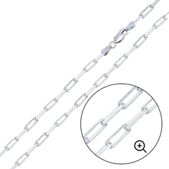 Sterling Silver Diamond Cut Paperclip Link Chain-7mm