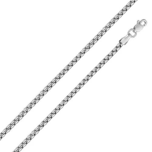 Sterling Silver Rhodium Plated 3.1mm Diamond Cut Slash Round Box Chains