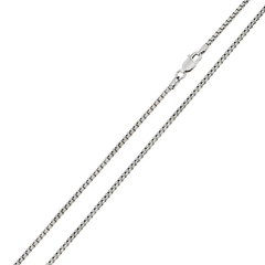 Italian Sterling Silver Rhodium Plated Round Box Chain 035- 1.7 mm with Lobster Clasp Closure