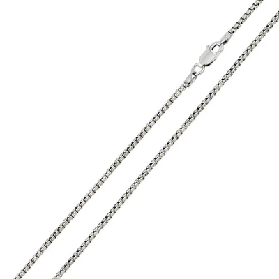 Italian Sterling Silver Rhodium Plated Round Box Chain 040- 2 mm with Lobster Clasp Closure