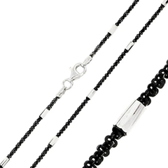 Italian Sterling Silver Black Rhodium Plated Roc Chain with Diamond Cut Tube 030 with Lobster Clasp Closure