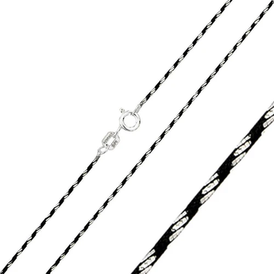 Italian Sterling Silver Black Rhodium Plated Diamond Cut Black and White Round Snake Chain 020-1 mm with Spring Clasp Closure