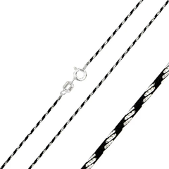 Italian Sterling Silver Black Rhodium Plated Diamond Cut Black and White Round Snake Chain 020-1 mm with Spring Clasp Closure