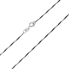 Italian Sterling Silver Black Rhodium Plated Black and White Round Snake Chain with 4 DC 020 0.85mm with Spring Clasp Closure