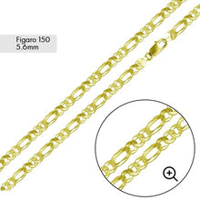 Load image into Gallery viewer, Sterling Silver Gold Plated Super Flat Figaro 150-5.6mm Chain