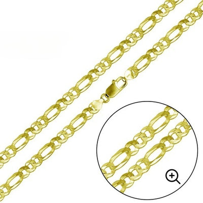 Sterling Silver Super Flat Gold Plated Figaro 180-7.8mm Chain