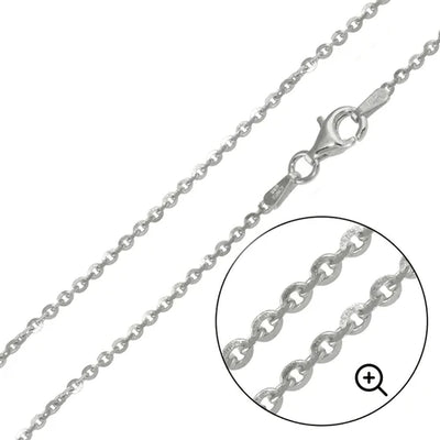 Sterling Silver Rhodium Plated Brillantina Diamond Cut 2.1mm Chain, Length 24