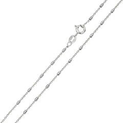 Italian Sterling Silver Rhodium Plated Diamond Cut Tube Chain 1.2 MM with Spring Clasp Closure