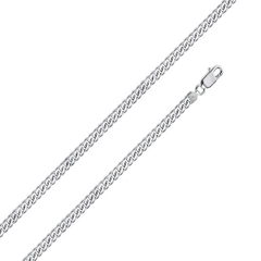Italian Sterling Silver Rhodium Plated Miami Curb Chain 060- 1.8 mm with Lobster Clasp Closure