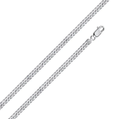 Italian Sterling Silver Rhodium Plated Miami Curb Chain 080- 2.6 mm with Lobster Clasp Closure
