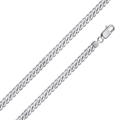 Italian Sterling Silver Rhodium Plated Miami Curb Chain 150- 4.7 mm with Lobster Clasp Closure