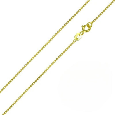 Pack of 6 Italian Sterling Silver Gold Plated Diamond Cut Cable Rolo Chain 035-1 MM with Spring Clasp Closure