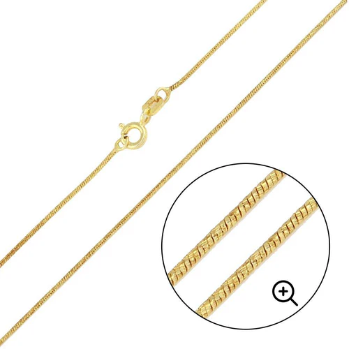Italian Sterling Silver Gold Plated Slash Round Snake Chain 0.8 MM with Spring Clasp Closure
