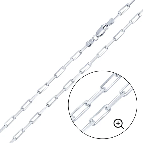 Sterling Silver Diamond Cut Paperclip 100-2.9mm Chain with Lobster Clasp Closure