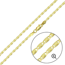 Load image into Gallery viewer, Italian Sterling Silver Gold Plated Star Diamond Cut Confetti Chain 050-2.5 MM with Lobster Clasp Closure