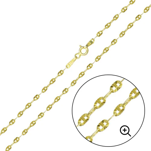 Italian Sterling Silver Gold Plated Diamond Cut Confetti Link Chain 2.2 MM with Spring Clasp Closure