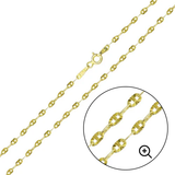 Italian Sterling Silver Gold Plated Diamond Cut Confetti Link Chain 2.2 MM with Spring Clasp Closure