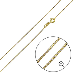 Italian Sterling Silver Gold Plated Diamond Cut Round Snake Chain 020-0.8 MM with Spring Clasp Closure